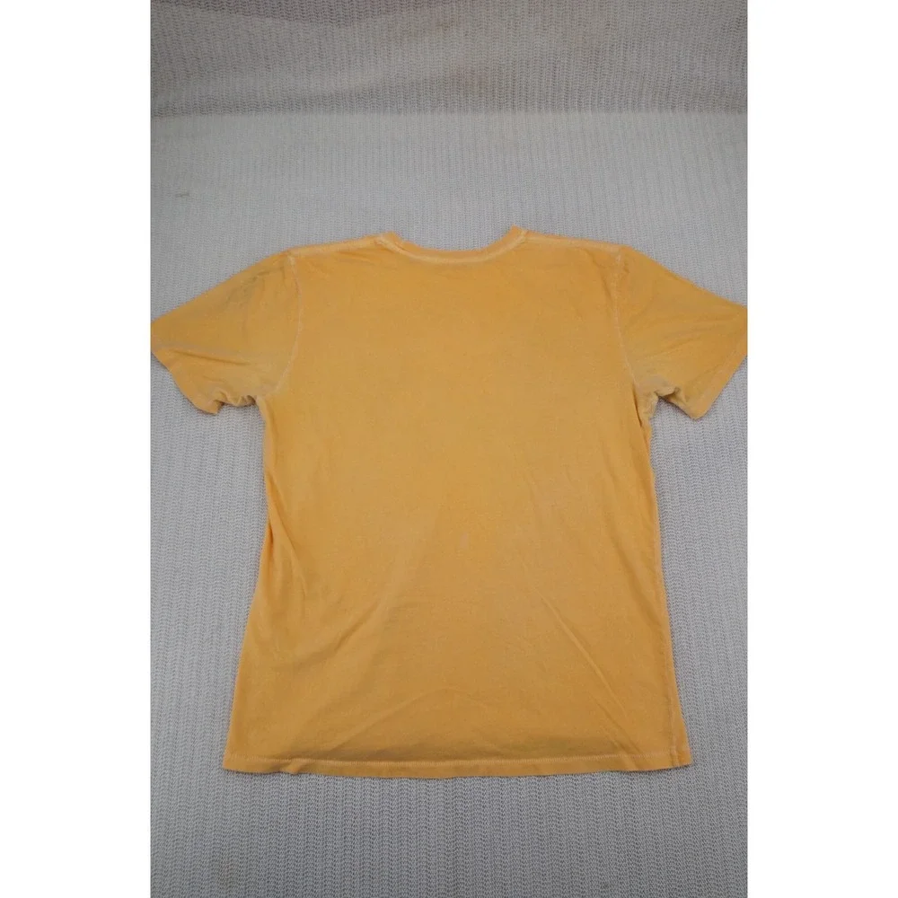 The North Face Shirt Mens Large Yellow Short Sleeve Spellout Logo Out door Fade